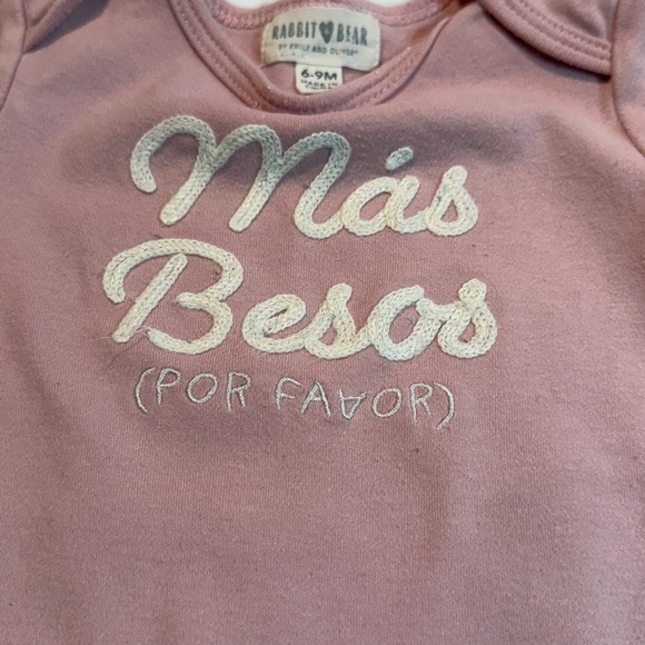 Rabbit + Bear - set of 2 short sleeve Pink Baby Onesie shirts/tops - Picture 5 of 6